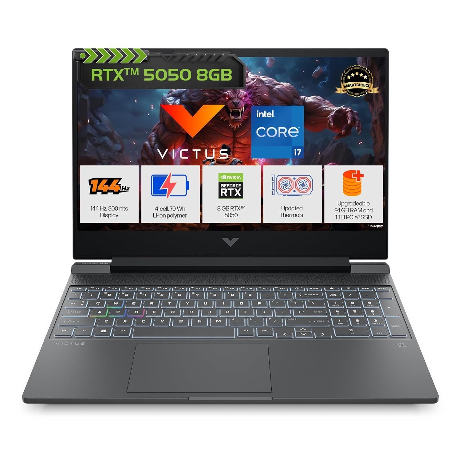 HP-VICTUS-15-FA2309TX-COREi7-13TH-GEN.jpg HP VICTUS 15-FA2309TX CORE i7-13TH GEN 13620H-24GB RAM-1TB SSD-15.6'' FHD 144HZ DISPLAY-RTX 5050 8GB-ENG US RGB BACKLIT KB-MOONSTONE GREY-WIN11-US PLUG - Image 1